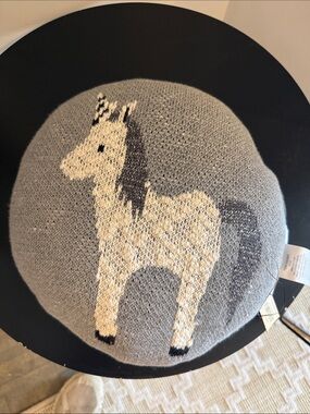 Creative Co-Op Gray and Cream Horse Knit Accent Pillow